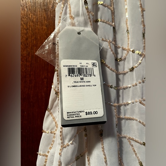 Guess Embellished Sheer Sleeveless Beaded Top Women's M - Picture 9 of 11